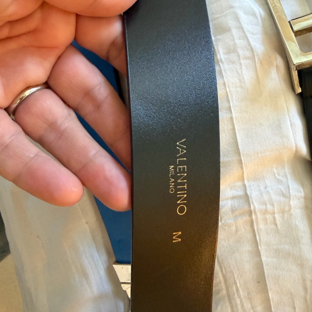 Valentino Belt with Gold Geometric Buckle - Picture 3 of 3